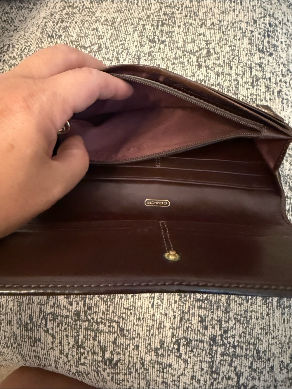 Coach Tan/Brown Signature Jacquard Bifold Wallet with Leather Band - Picture 5 of 7